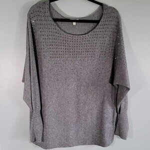 Laura Oversized grey sweater with silver metal stud design on front. BNWOT